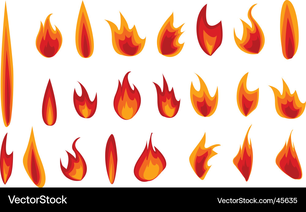 Flame Icon Set vector image