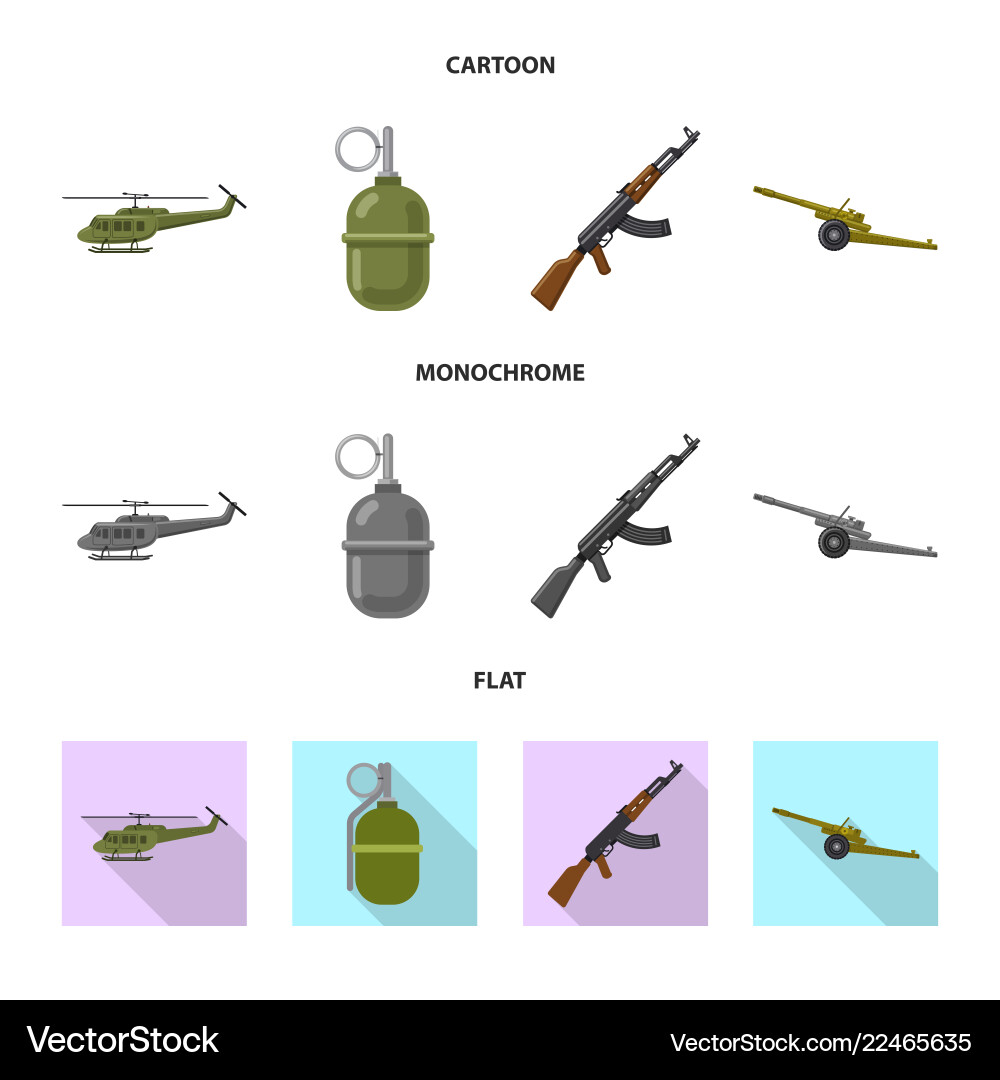 Isolated object of weapon and gun sign set Vector Image