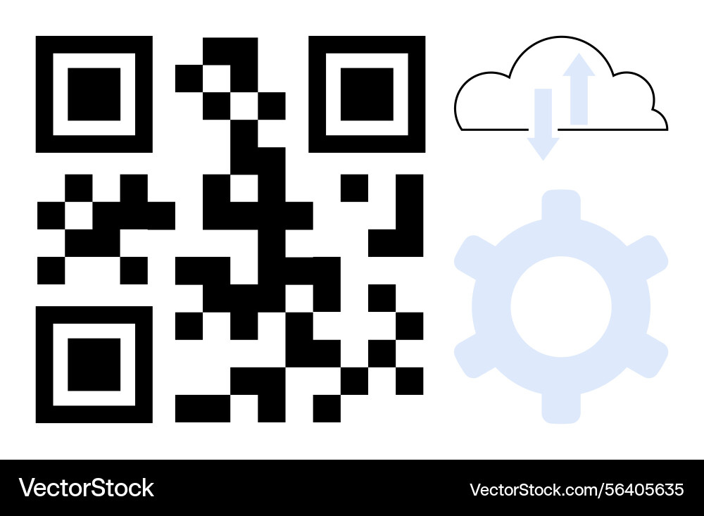 Qr code with cloud and gear symbolizing Qr code with cloud and gear symbolizing vector image