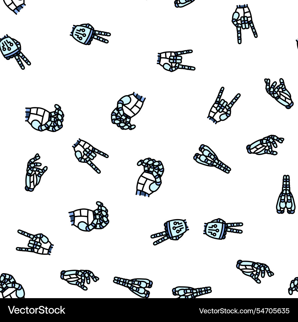Robot hand gesture ai digital seamless pattern Robot hand gesture ai digital seamless pattern vector image