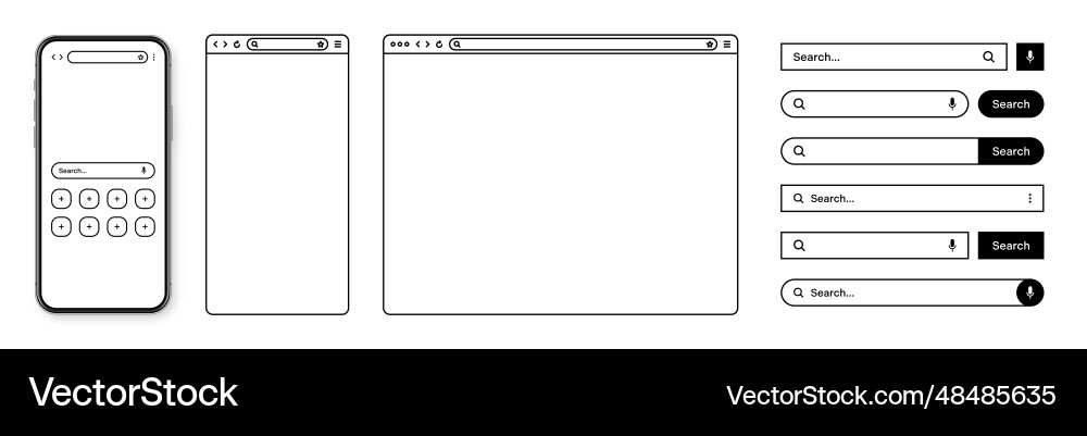 Smartphone web browser internet page window Smartphone web browser internet page window vector image