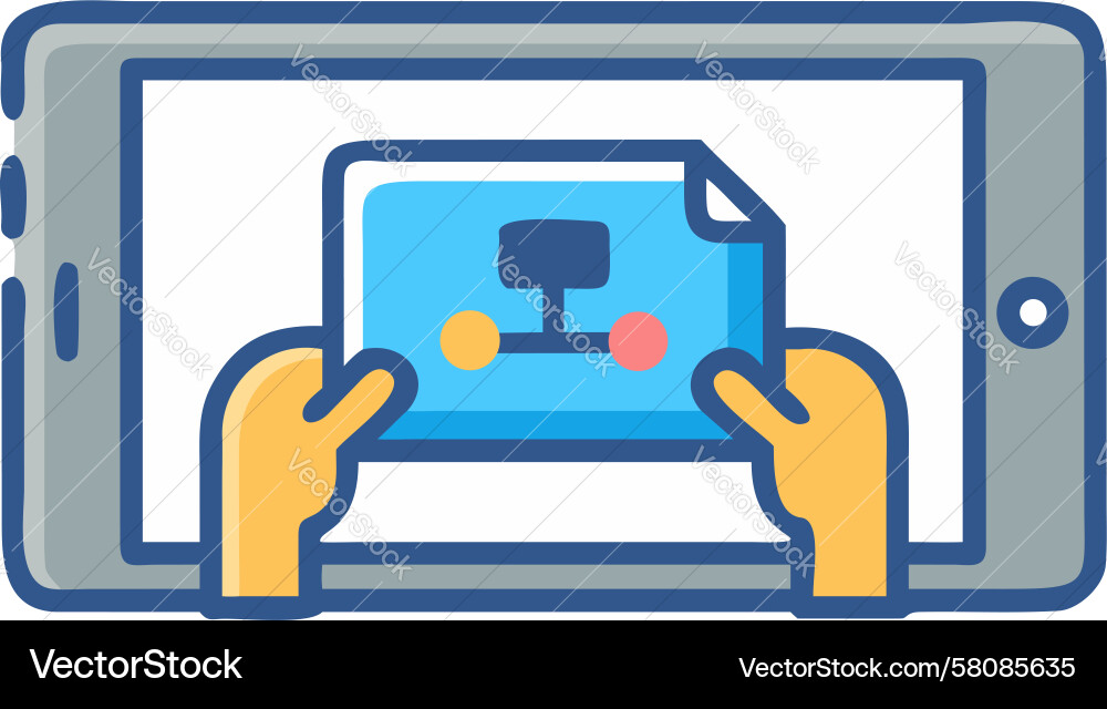 Tablet File Upload Vector Image