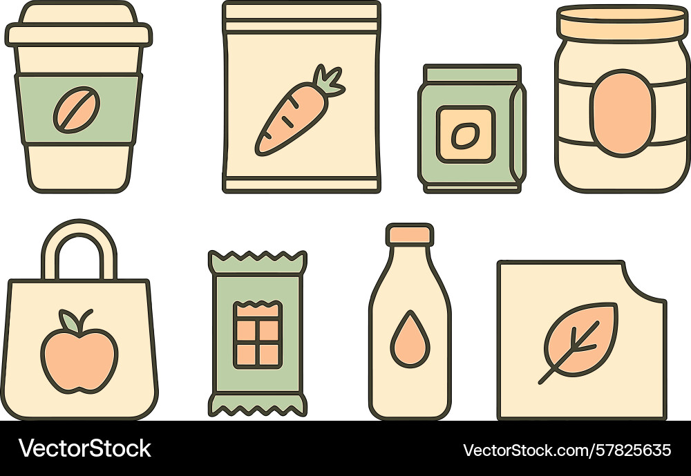 Various grocery items arranged neatly in a simple Various grocery items arranged neatly in a simple Vector Image