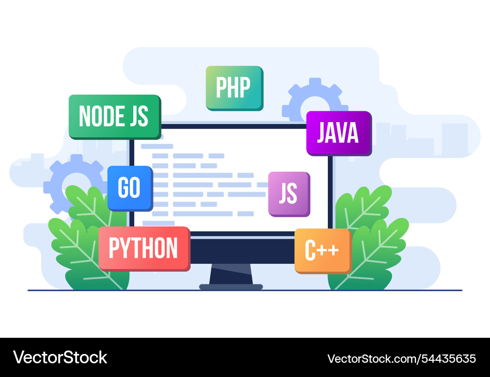 Web development concept flat template application Web development concept flat template application vector image