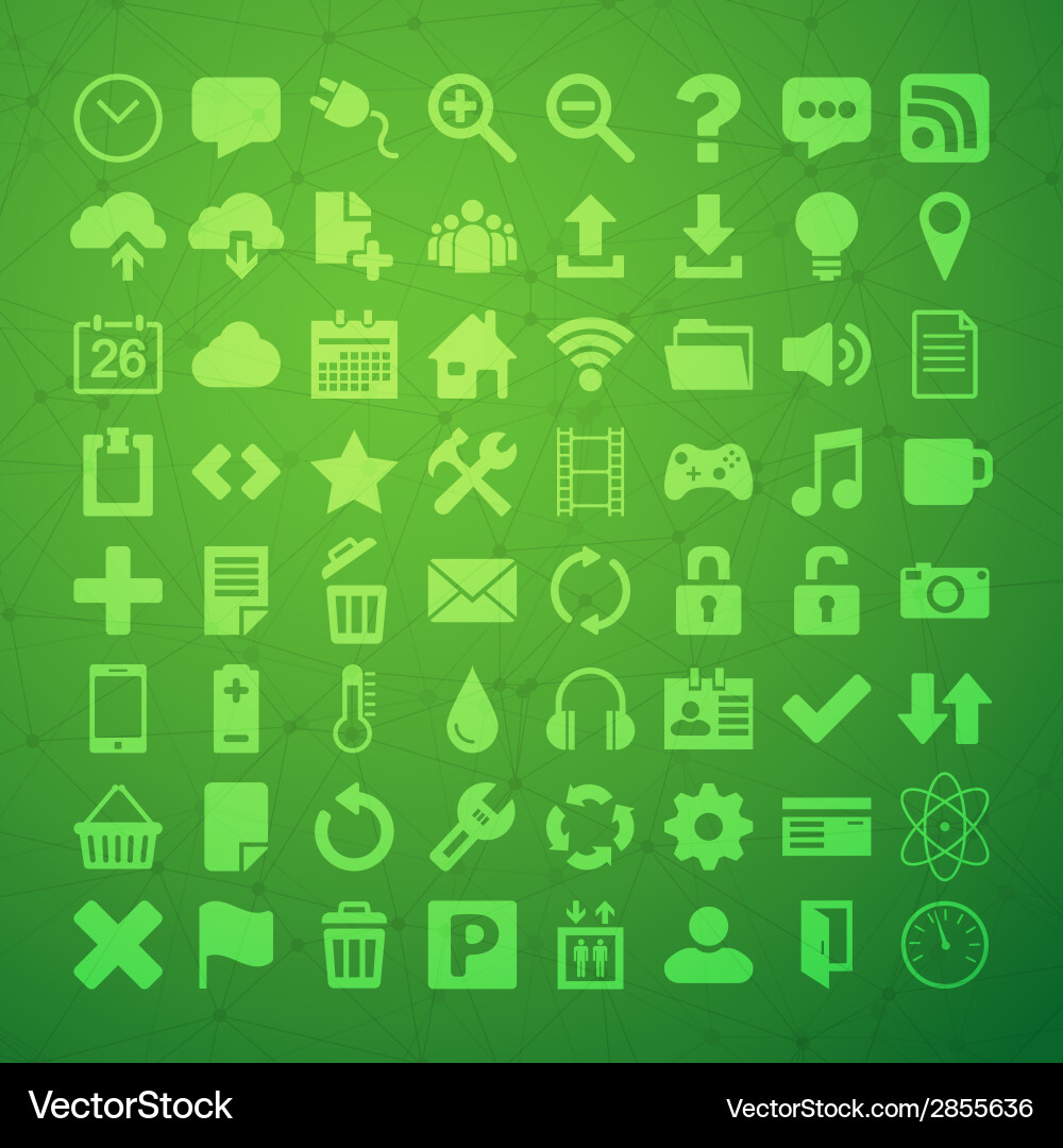 64 universal flat icon set for web desighers ui vector image