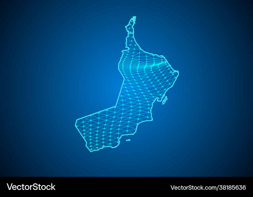 Abstract digital map oman with particles dots Vector Image