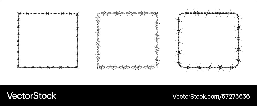 Barbed wire square borders with sharp twisted vector image
