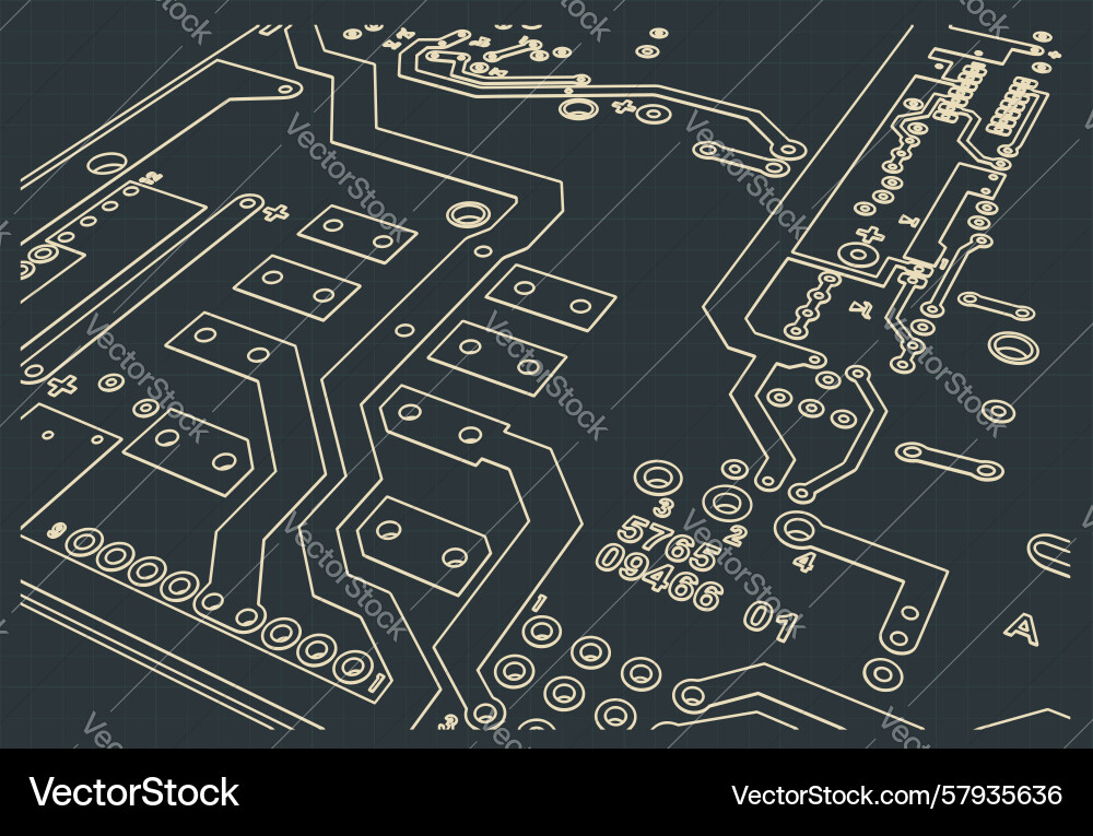 Circuit board blueprint close up Vector Image