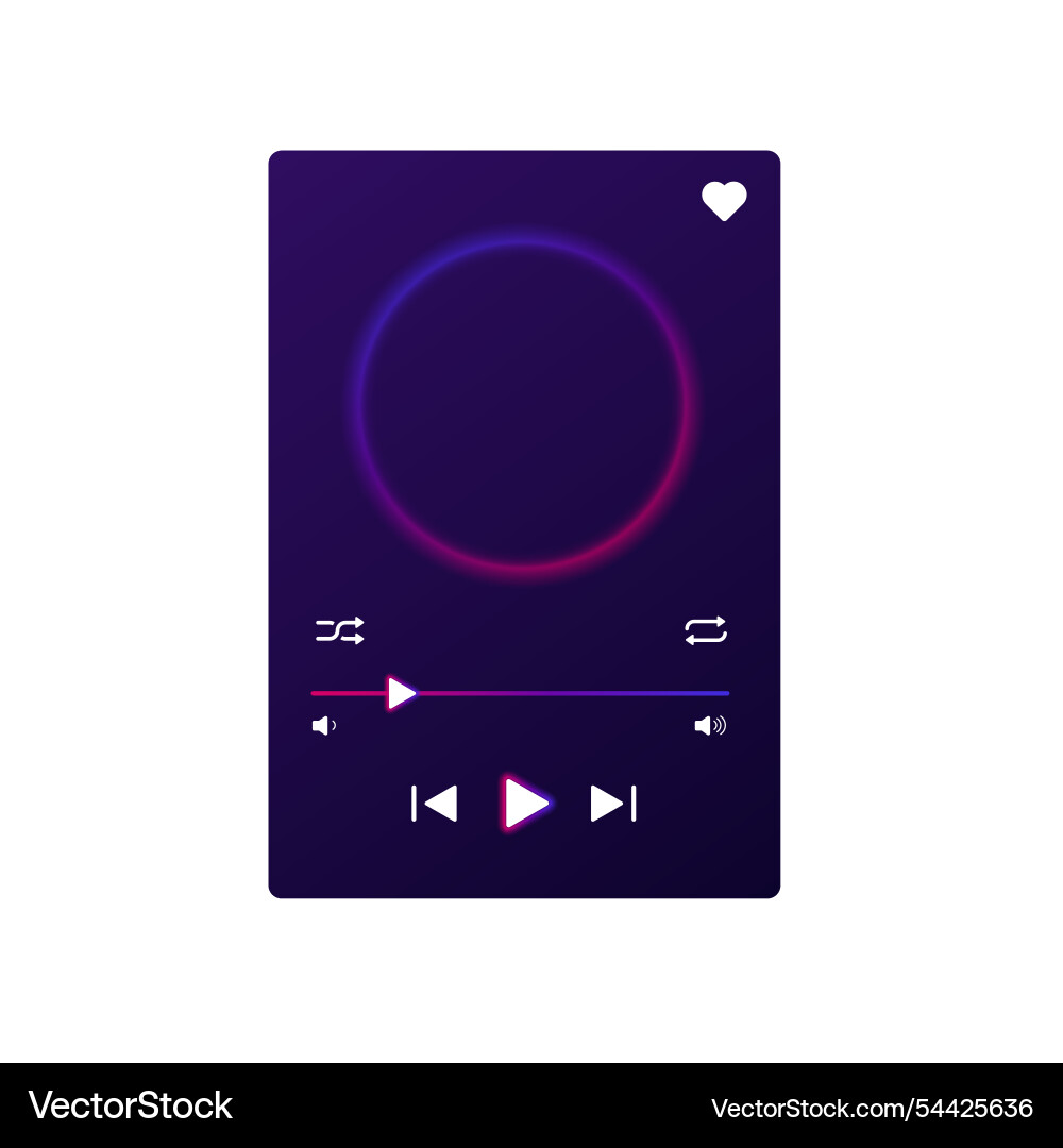 Dark music player with modern ui for playlist vector image