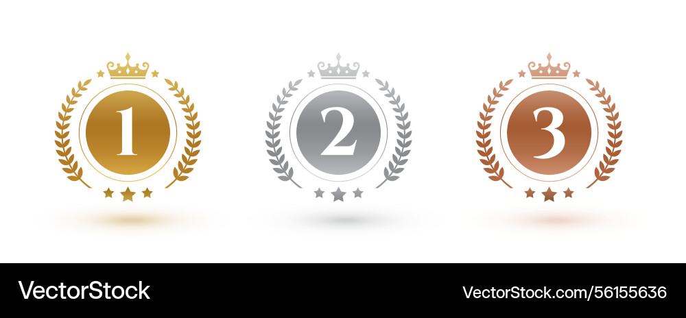 First second and third place number badge in set First second and third place number badge in set vector image