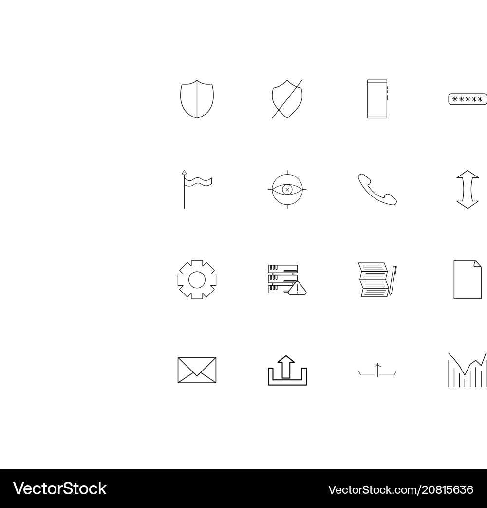 Internet technologies linear thin icons set Vector Image