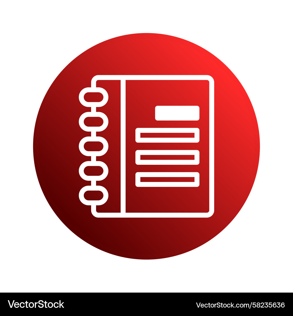 Notebook Icon on Red Circle Vector Image