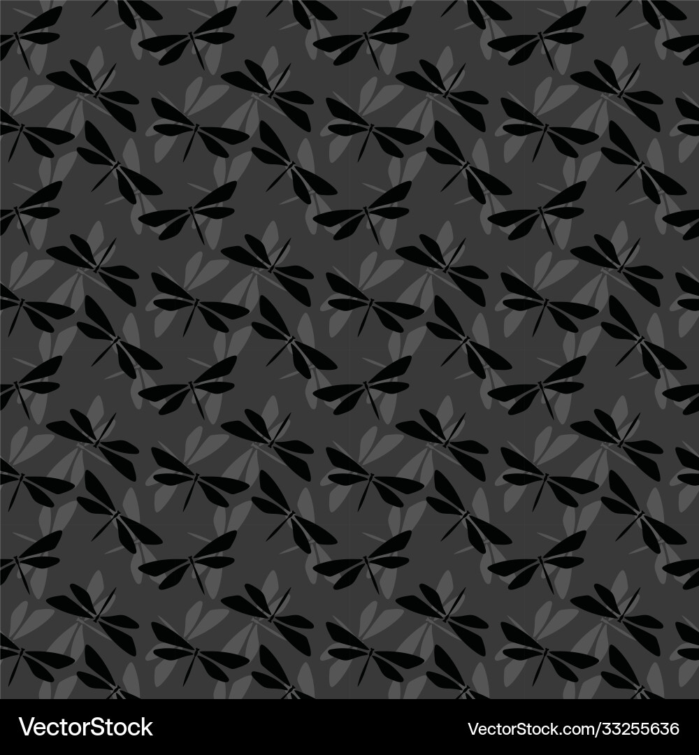 Seamless gery repeat pattern with dragonflies Vector Image