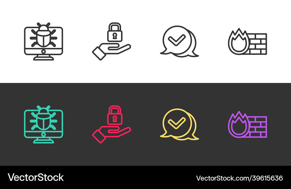 Set line system bug on monitor lock in hand Vector Image