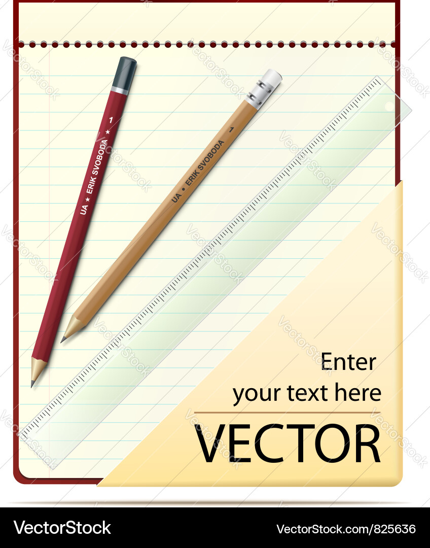 Simple Notepad with Ruler Vector Image