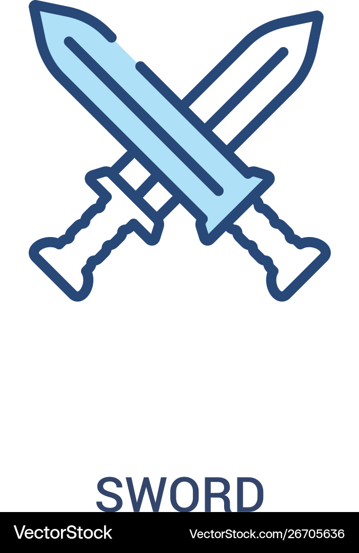 Sword concept 2 colored icon simple line element Sword concept 2 colored icon simple line element Vector Image