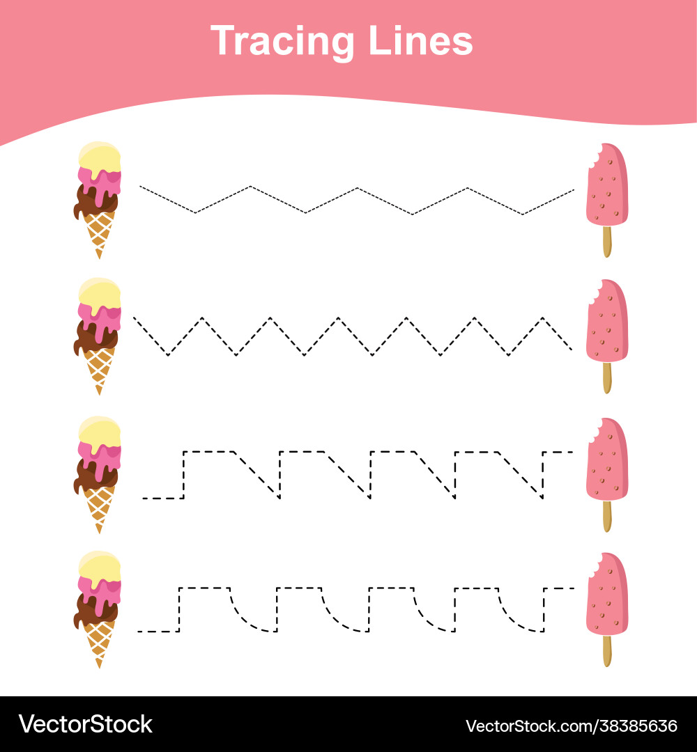 Tracing lines game summer edition Vector Image