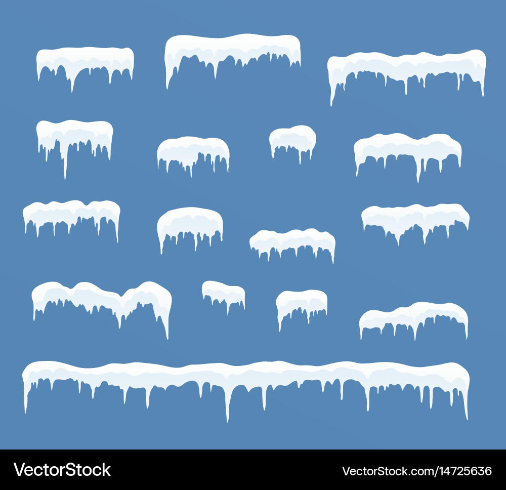 Winter Snowflakes and Ice Caps Vector Image