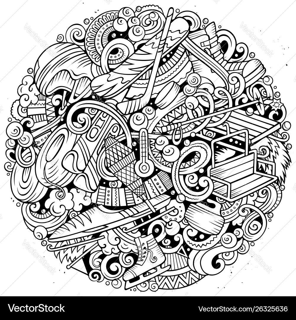 Winter sports hand drawn doodles Winter sports hand drawn doodles vector image