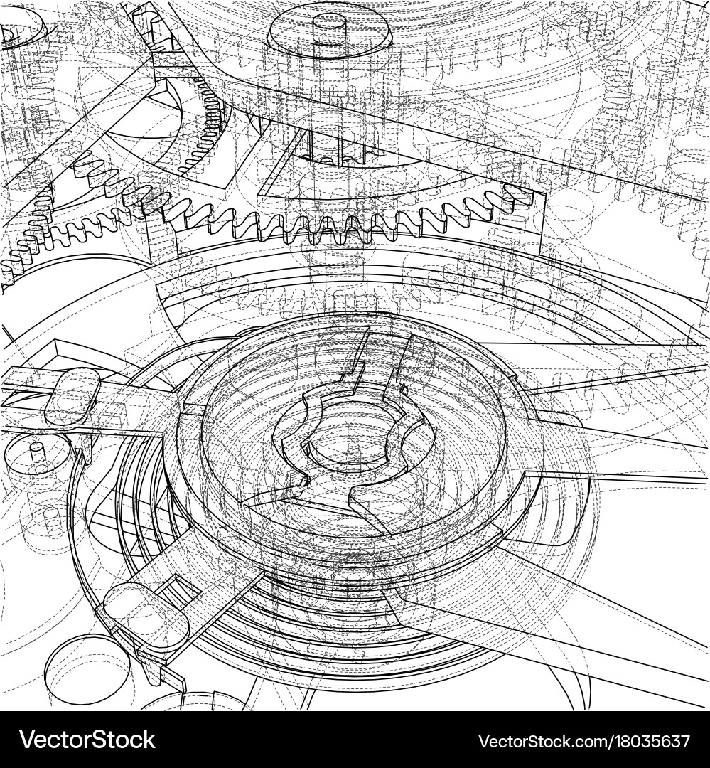 Cogs and gears of clock Vector Image