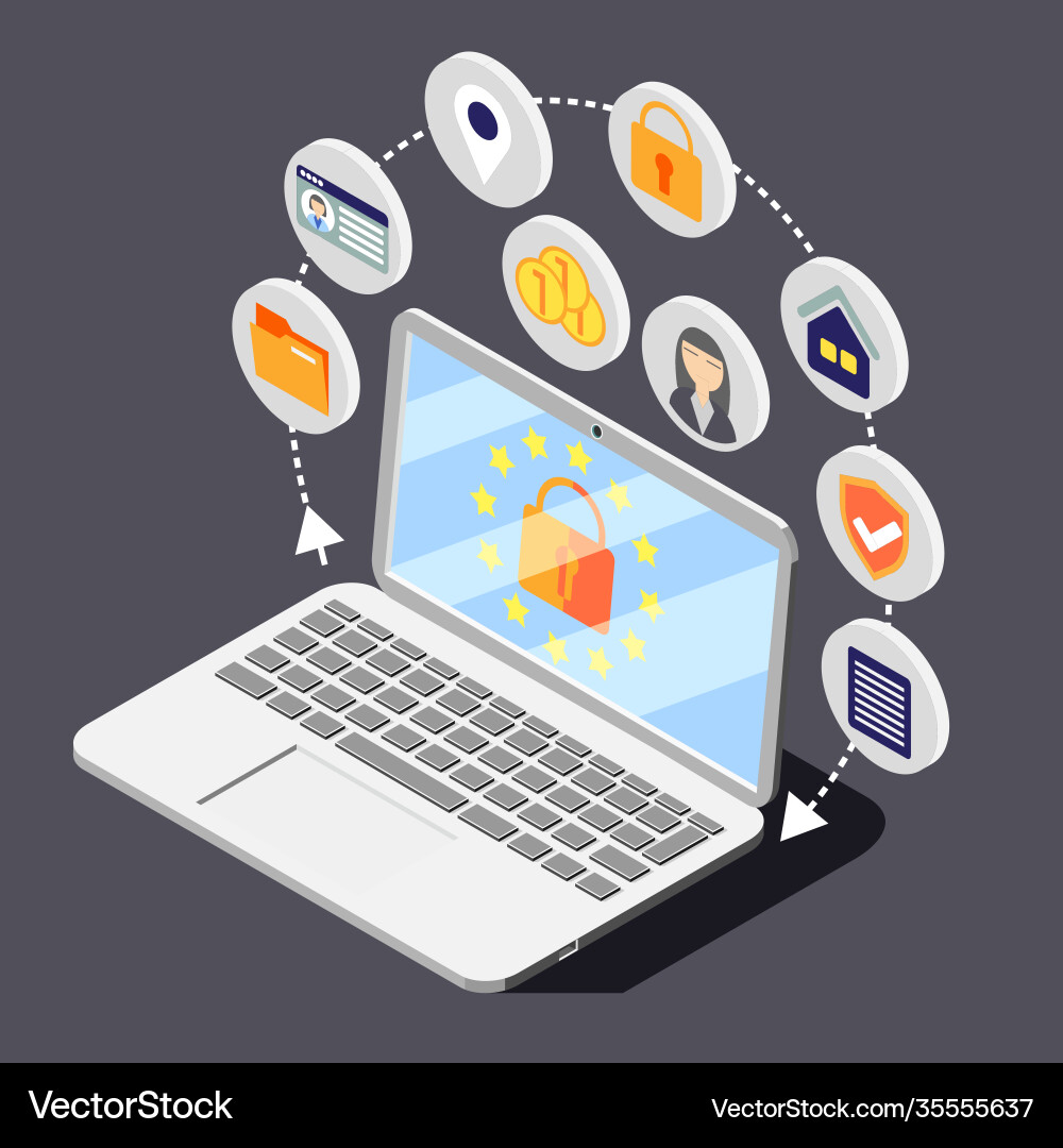 Computer data protection composition Computer data protection composition vector image