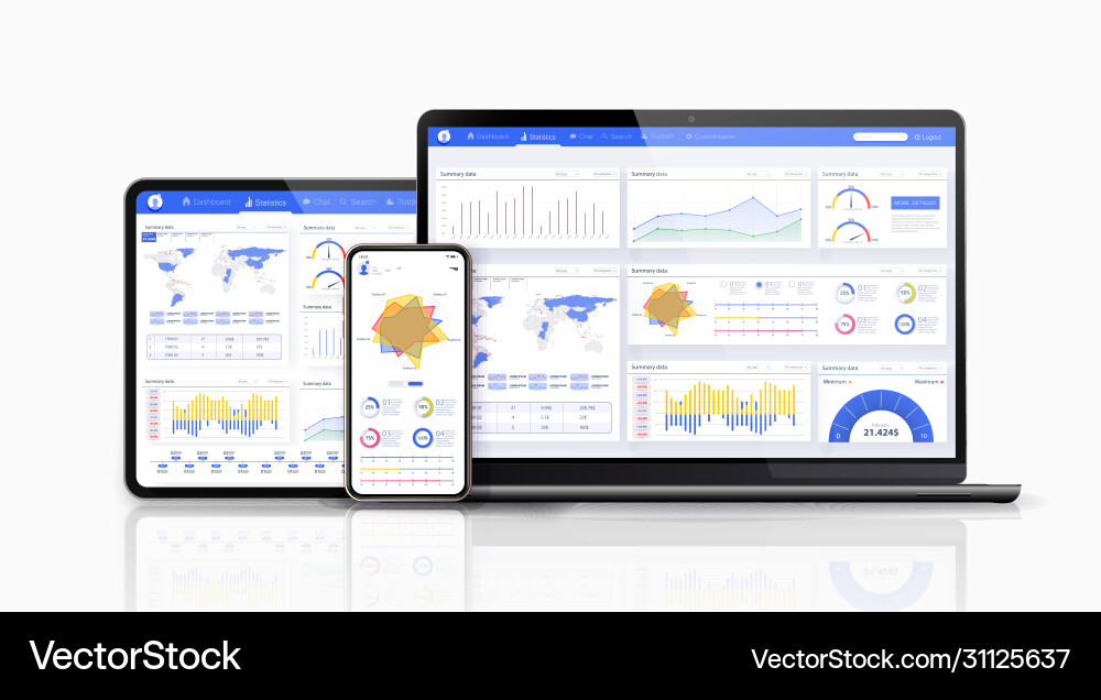 Dashboard Analytics & Data Visualization Vector Image
