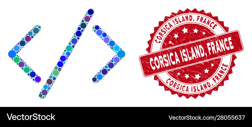 Mosaic html code with textured corsica island Mosaic html code with textured corsica island Vector Image