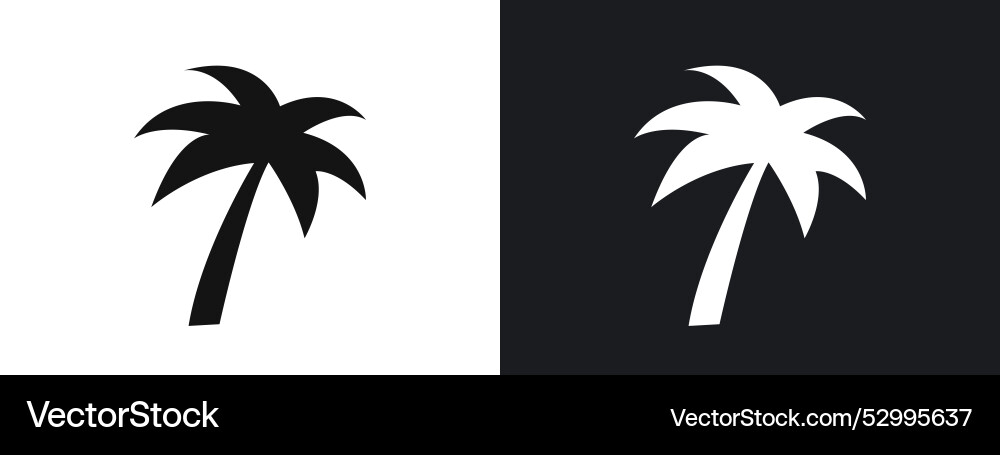 Palm tree icon linear graphics set in black Vector Image