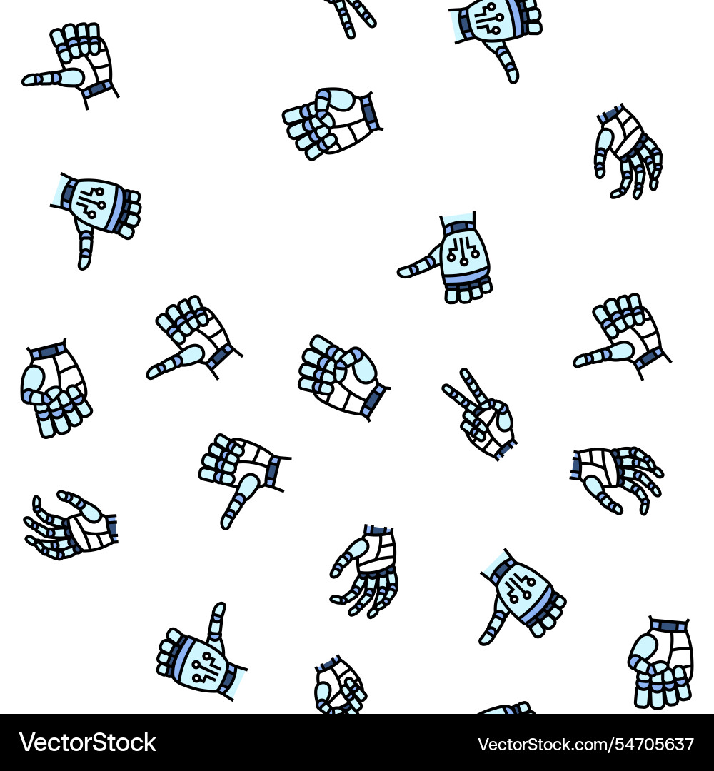 Robot hand gesture ai digital seamless pattern Robot hand gesture ai digital seamless pattern vector image