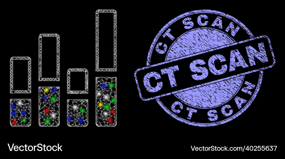 Rubber ct scan stamp and magic network bar chart Rubber ct scan stamp and magic network bar chart Vector Image