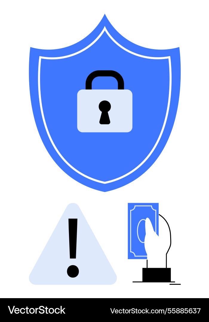 Secure payment concept with shield lock warning Secure payment concept with shield lock warning vector image
