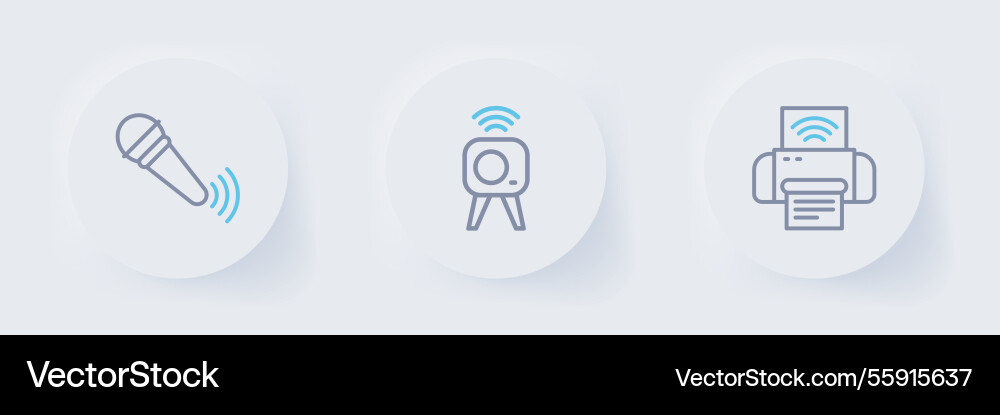 Set line smart printer system web camera Set line smart printer system web camera vector image