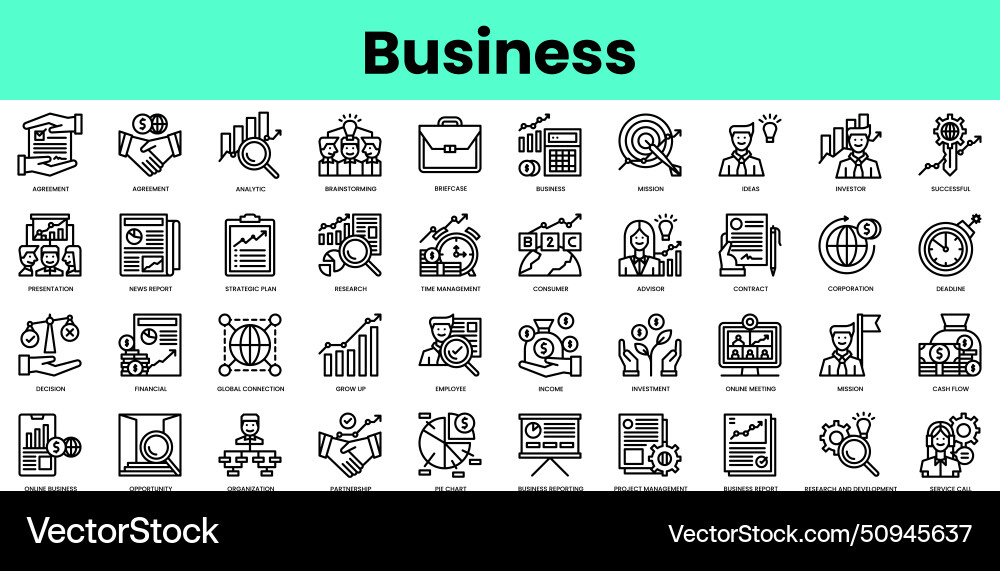 Set of business icons linear style icon bundle Vector Image