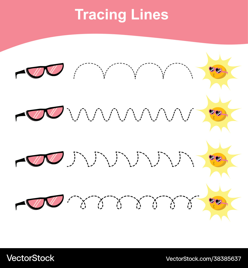 Tracing lines game summer edition Vector Image