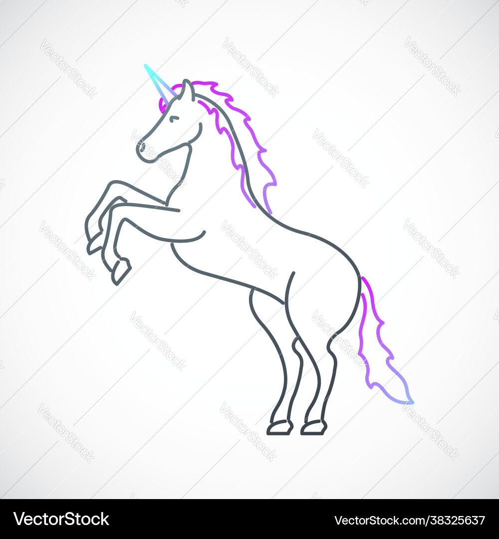 Unicorn emblem in simple line style Vector Image