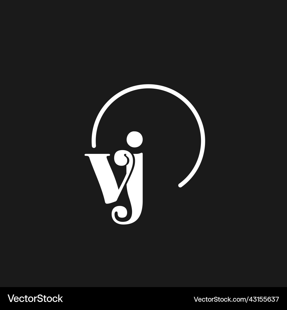 Vj logo initials monogram with circular lines Vj logo initials monogram with circular lines Vector Image