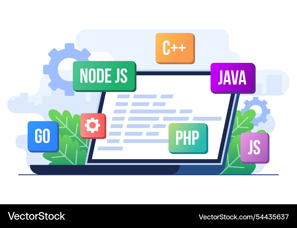 Web development concept flat template application Web development concept flat template application vector image