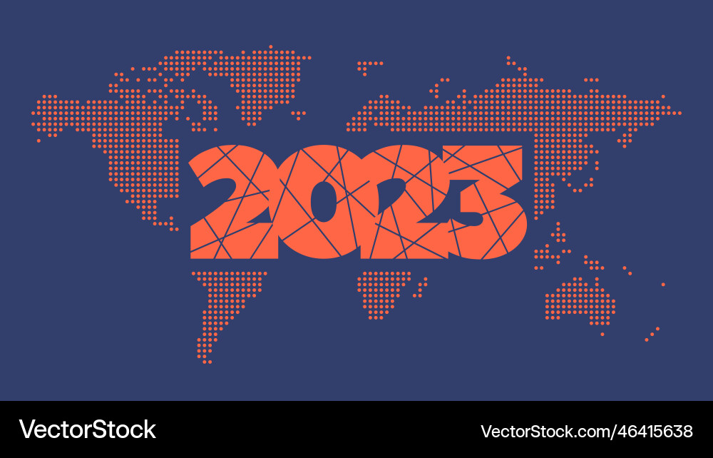 2023 year icon world map background element Vector Image
