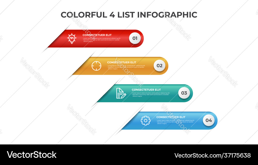 4 points list diagram layout colorful 4 points list diagram layout colorful vector image