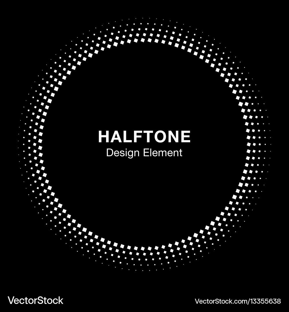 Circle frame halftone dots square background vector image