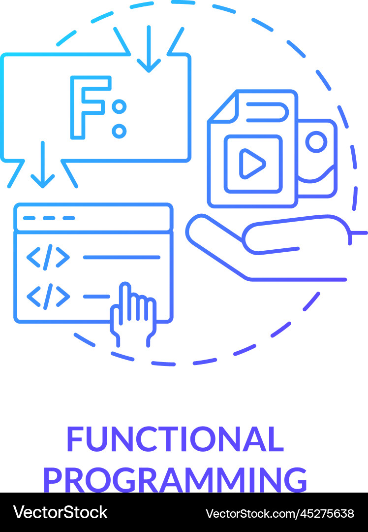Functional programming blue gradient concept icon Vector Image