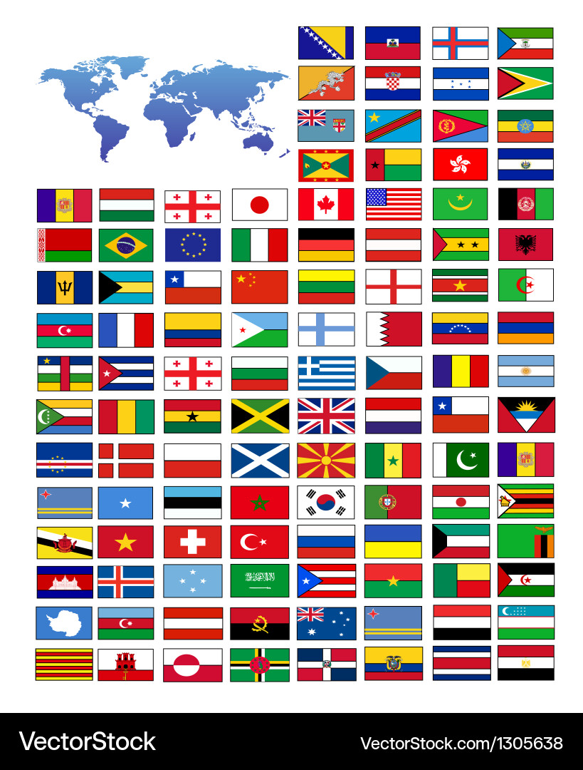 Global Flags Collection Vector Image