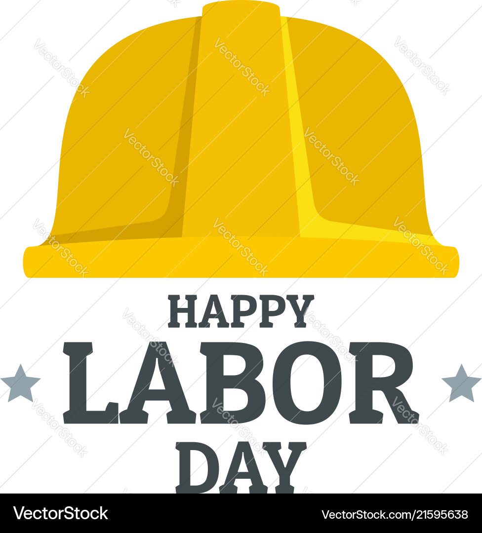 Labor Tag gelb Helm Logo Ikone flach Stil Labor Tag gelb Helm Logo Ikone flach Stil vektorbild