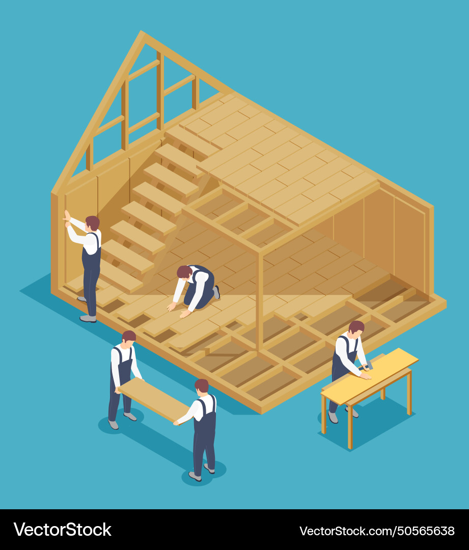 Modular house construction composition Royalty Free Vector