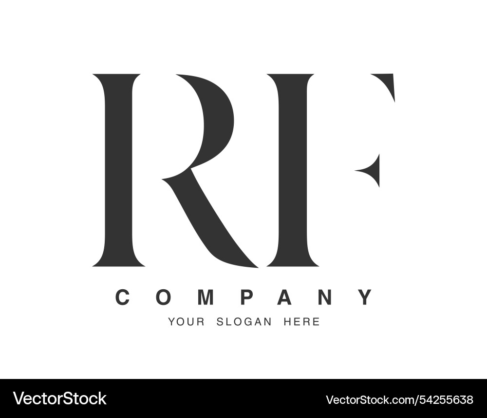 Rf logo design initial letter r and f serif font Vector Image