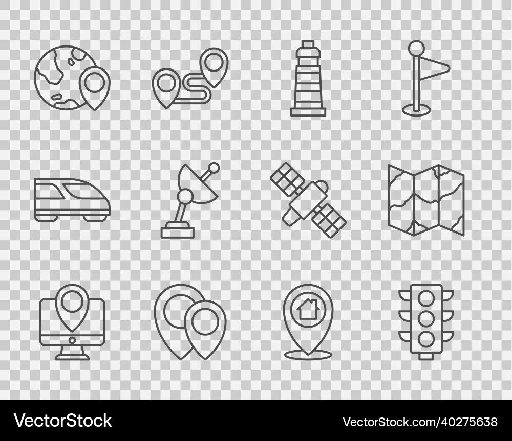 Set line monitor with location marker traffic Set line monitor with location marker traffic Vector Image