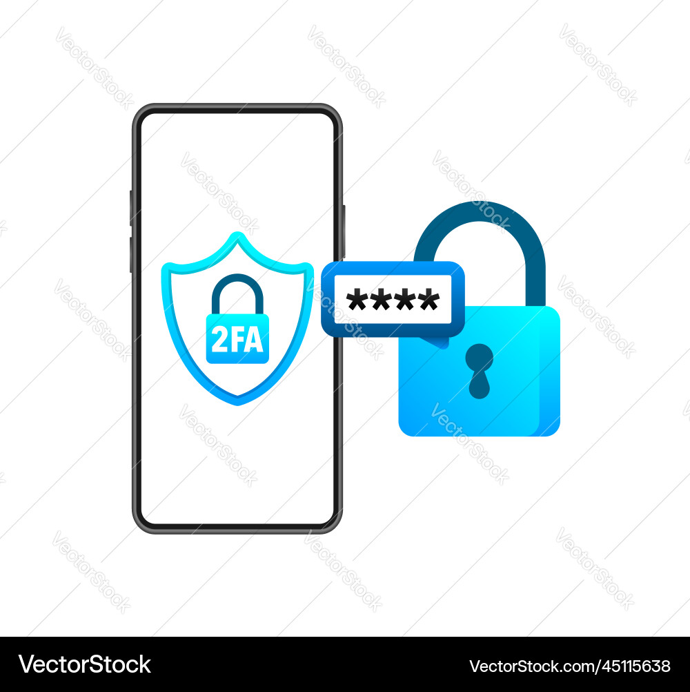 Two step authentication 2fa -two factor Two step authentication 2fa -two factor Vector Image