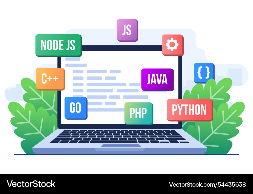 Web development concept flat template application Web development concept flat template application vector image