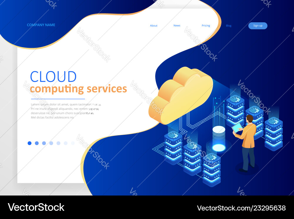 Web page design templates cloud computing concept Web page design templates cloud computing concept vector image