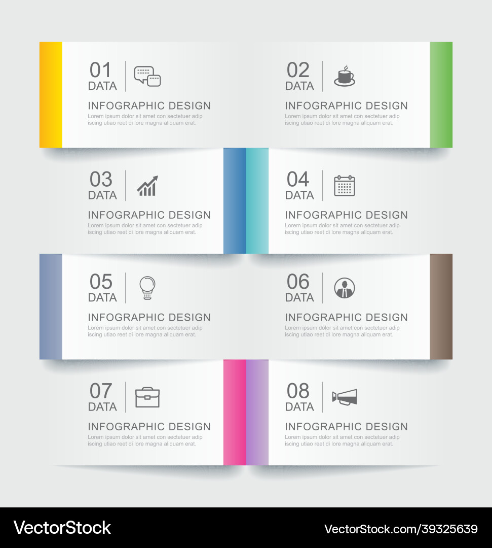 8 data infographics tab paper index template vector image